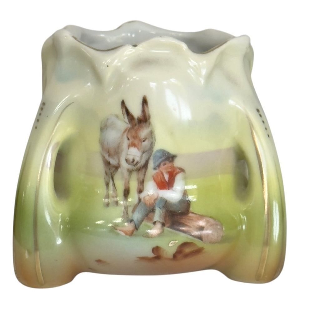 Royal Bayreuth Vintage Small Boy & Donkey Image Collectible Decorative Accent.